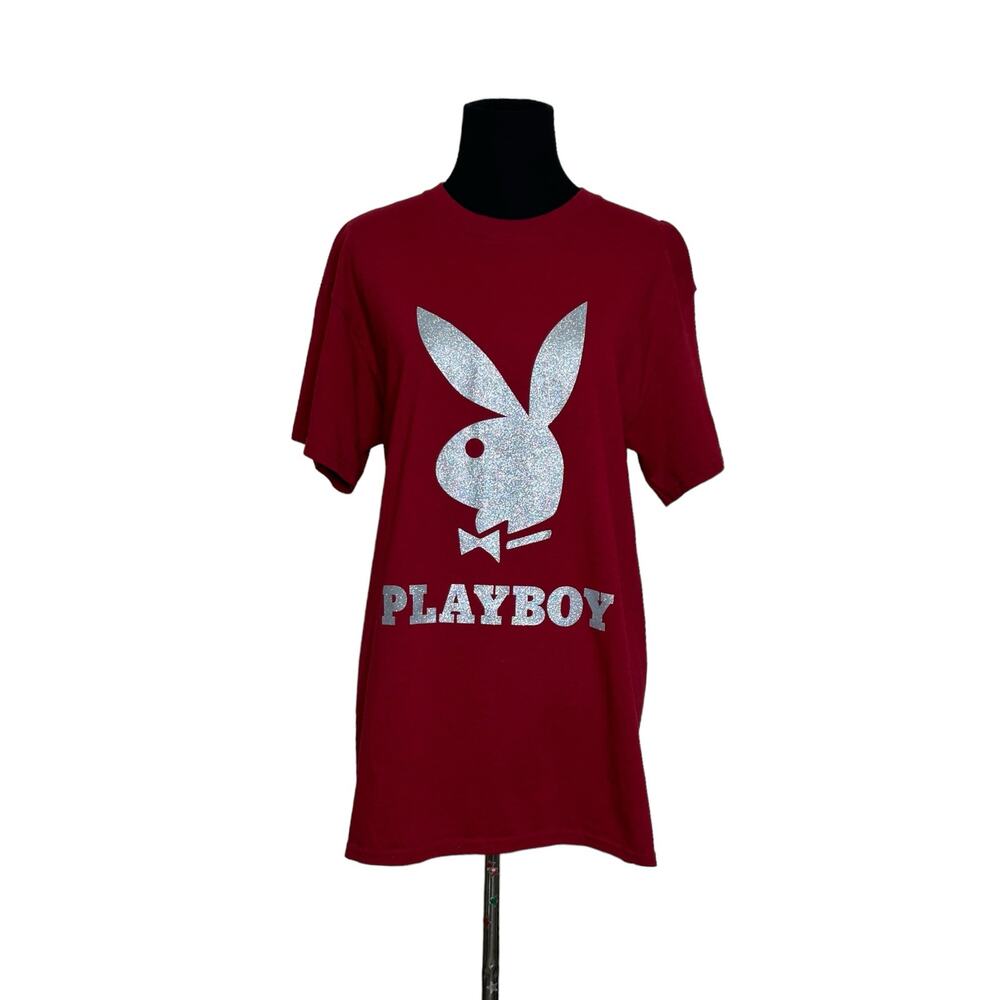 Playboy red sliver bunny logo short sleeves tee size Medium - Picture 4 of 10